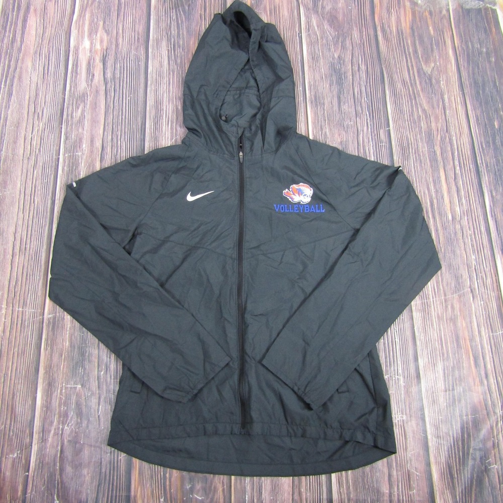 Nike Jacket Mens Small Black Running Hooded Full‎ Zip Volleyball Tiger Logo